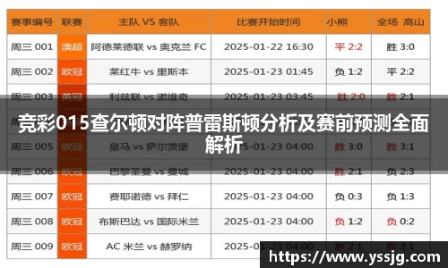 竞彩015查尔顿对阵普雷斯顿分析及赛前预测全面解析